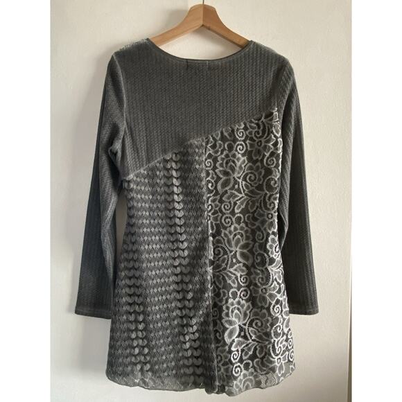 Women's Kamana Tunic Dress Gray Patchwork Long Sleeve Size Small Whimsy - Picture 2 of 4